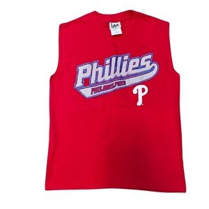 Phillies MLB vintage Y2K on Lee Sport tag size Med red muscle shirt.